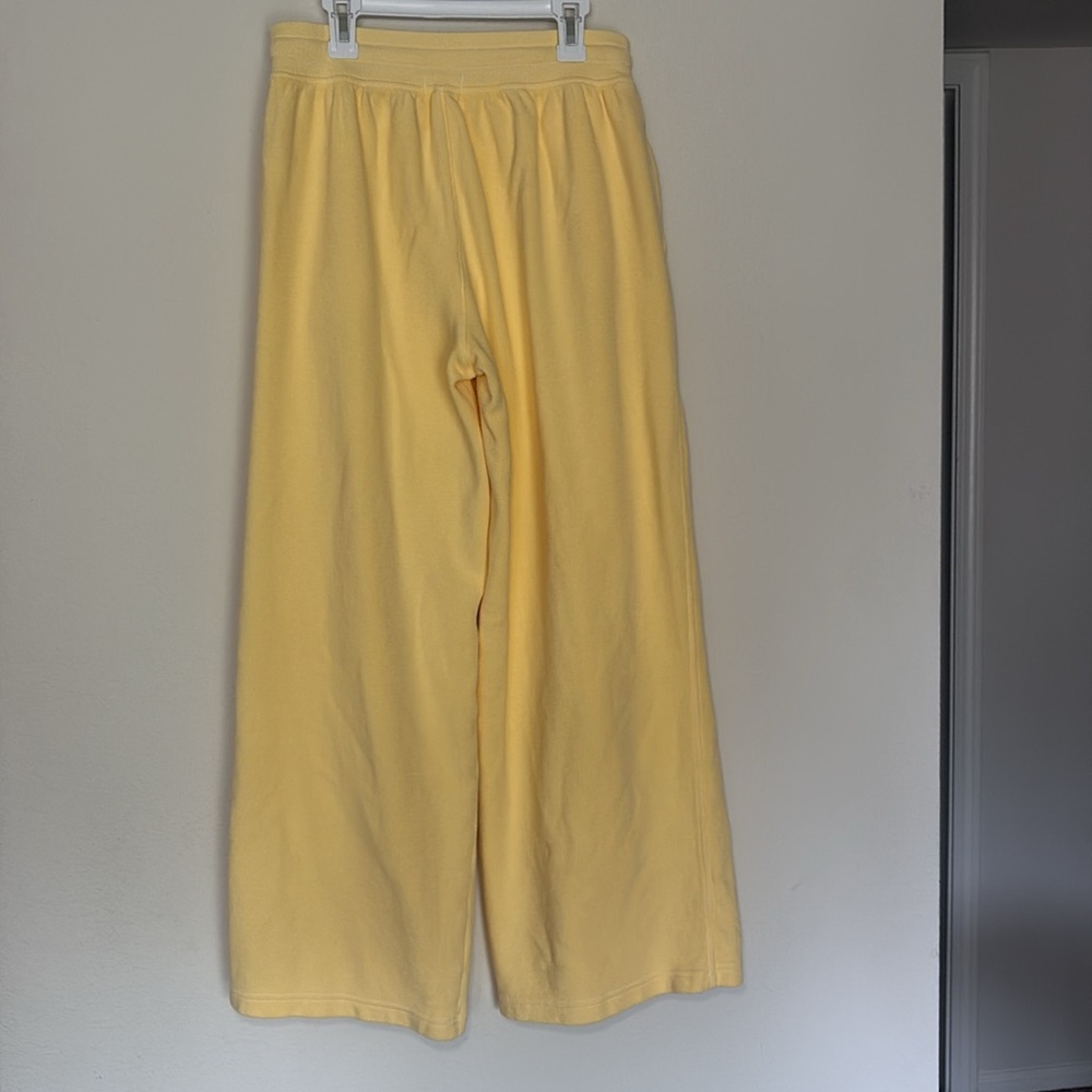 Aerie Soft Landing Ribbed Trousers Butter Yellow Wide Leg Sweatpants XS - Picture 6 of 6